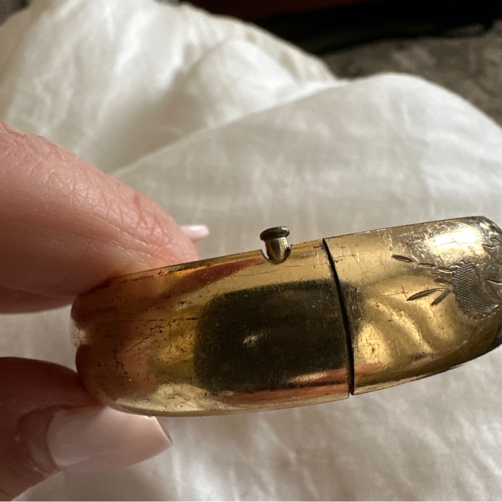 Antique Vintage Gold Overlay Engraved Bangle Bracelet